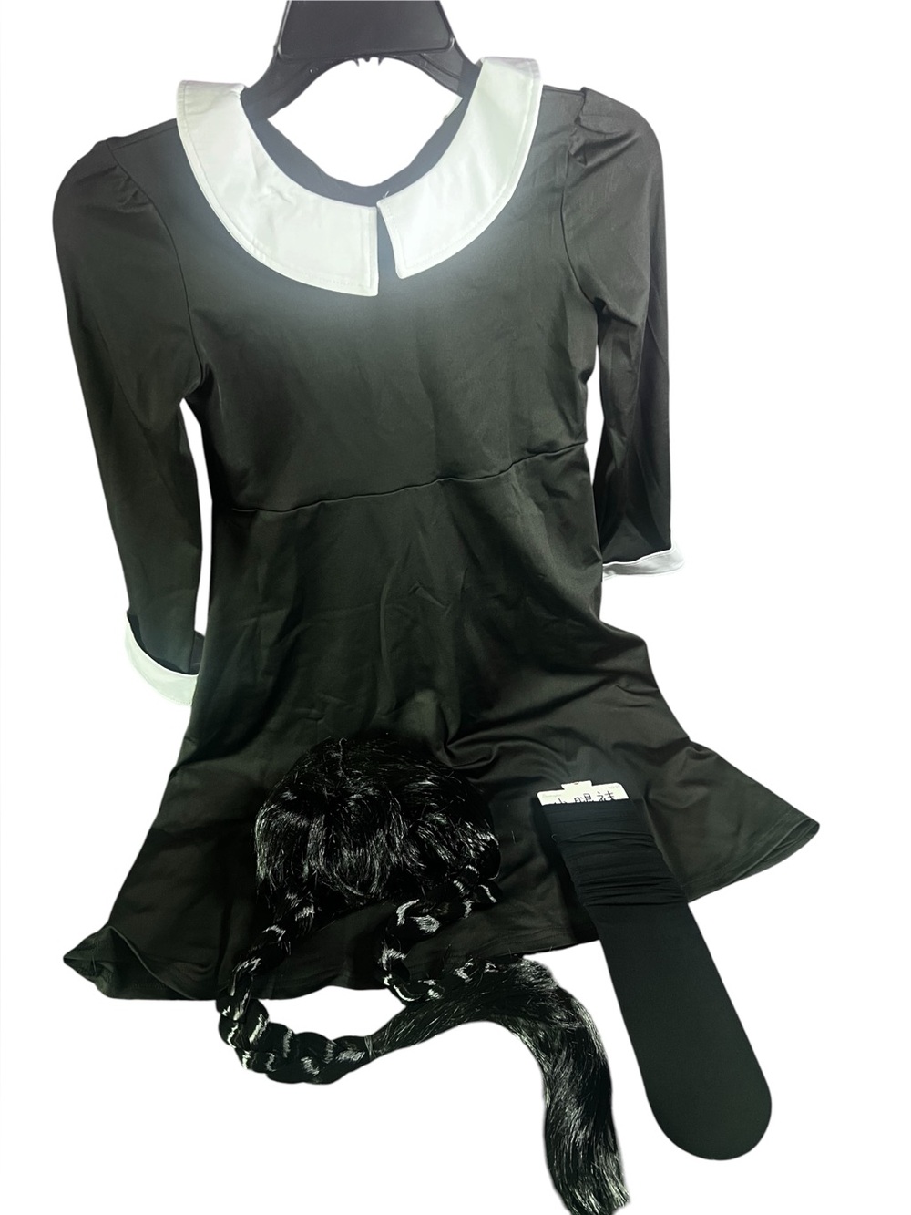 Addams Family Wednesday inspired child halloween costume/cosplay/dress up W/wig